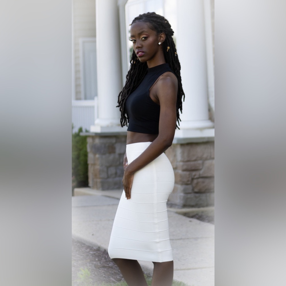 OFF-WHITE RIBBED BANDAGE PENCIL SKIRT SIZE XS